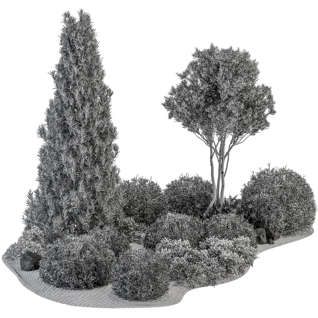 Garden Set Topiary and pine Plants - Outdoor Plants Set 410 — Скачать