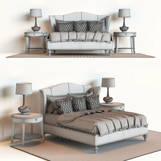 Hickory White King Upholstered Bed, Barbara Barry Skirted End Table — Descargar