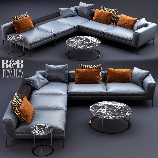 B &B Italia MICHEL Leather Sofa — Descargar
