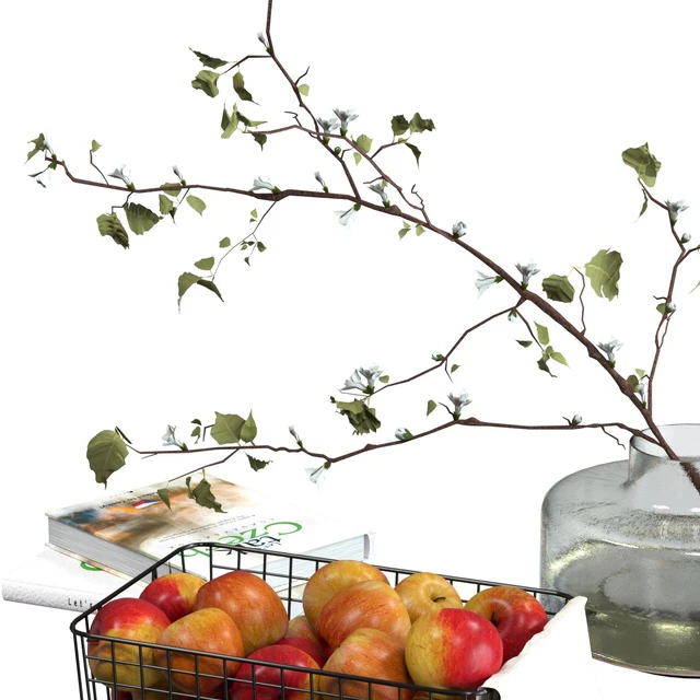 Decorative set with a basket of apples — Descargar