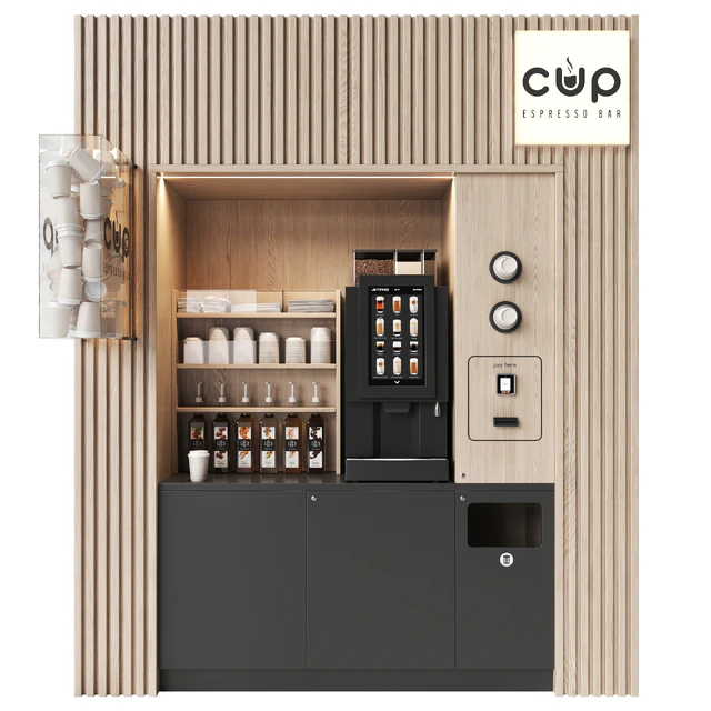 Coffee vending machine. Coffee to go. Self-service coffee shop. Vendor point 2 — Descargar