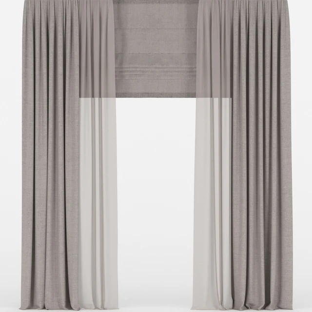Brown curtains with tulle and roman — Descargar