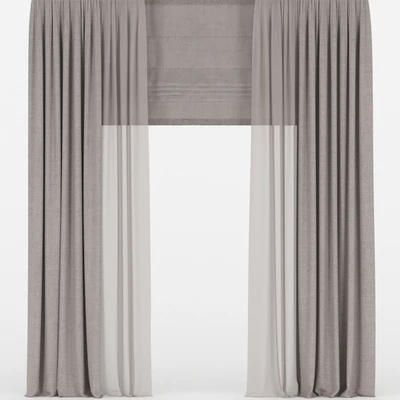 Brown curtains with tulle and roman — Ver 1