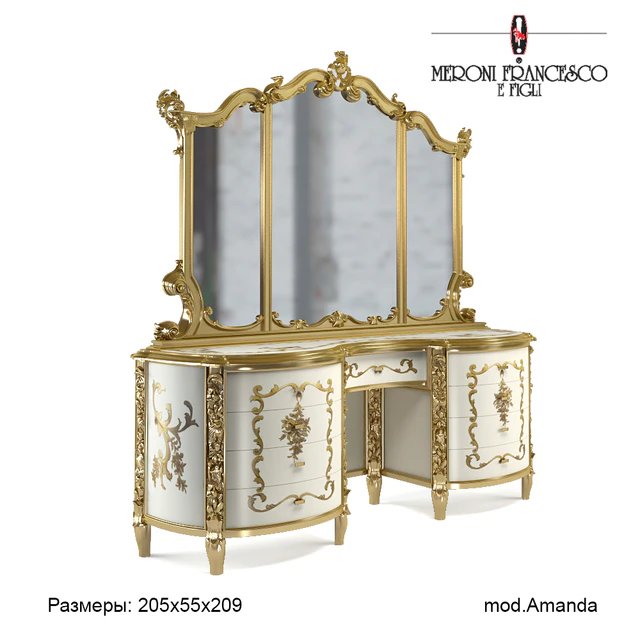 Туалетный столик и зеркало.MeroniFrancesco.Модель"Amanda". — Скачать
