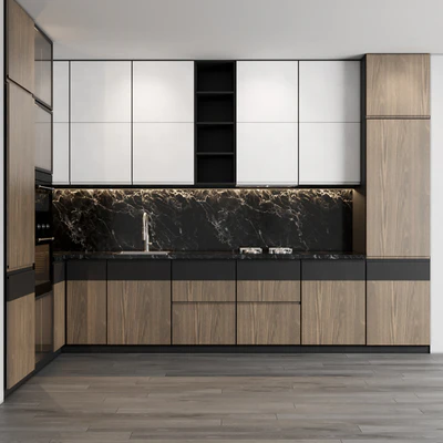 Modern kitchen with wood facades — Ver 4