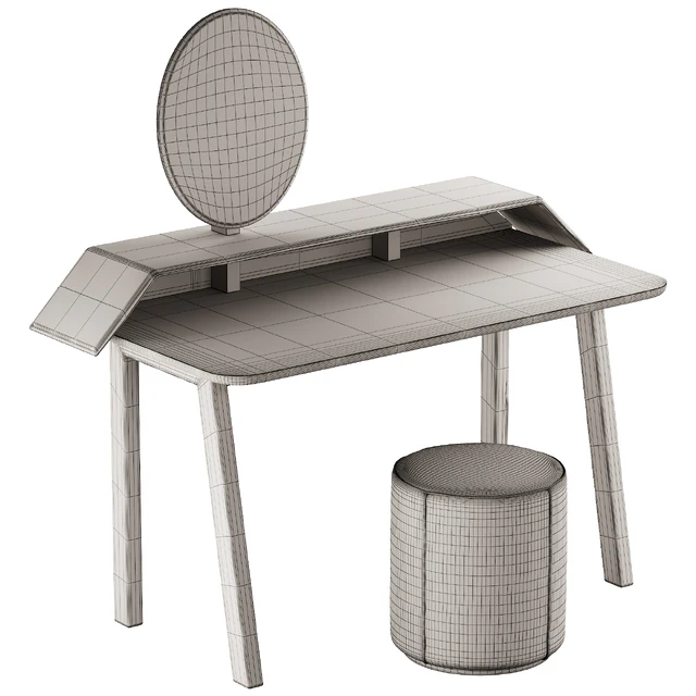 327 Vanity Desk 04 Tolda Desk by Miniforms and Fredericia Mono Pouf — Скачать