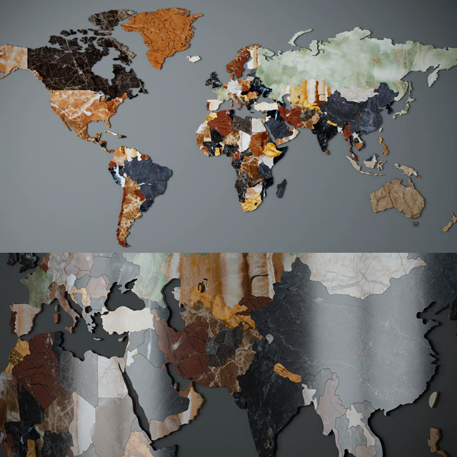 World map. CNC cutting of marble. — Descargar