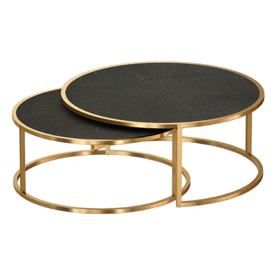 Keya Antique Brass Nesting Coffee Tables (Crate and Barrel) — Ver 1