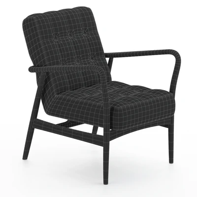 Mid-Century Button-and-Stud Brown Leather Armchair — Ver 2
