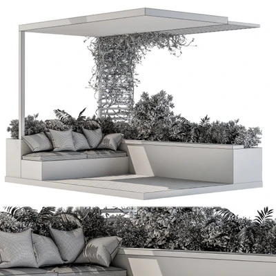 Roof Garden and Balcony Furniture with Pergola 08 — Ver 6