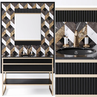 Oasis Academy noir marquinia brass console — Ver 1