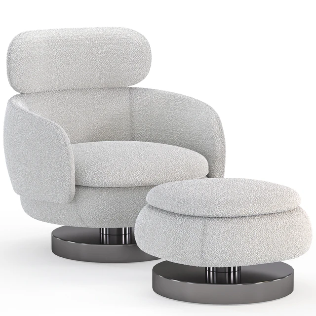 Armchair with ottoman from the Minotti factory Vivienne series — Descargar