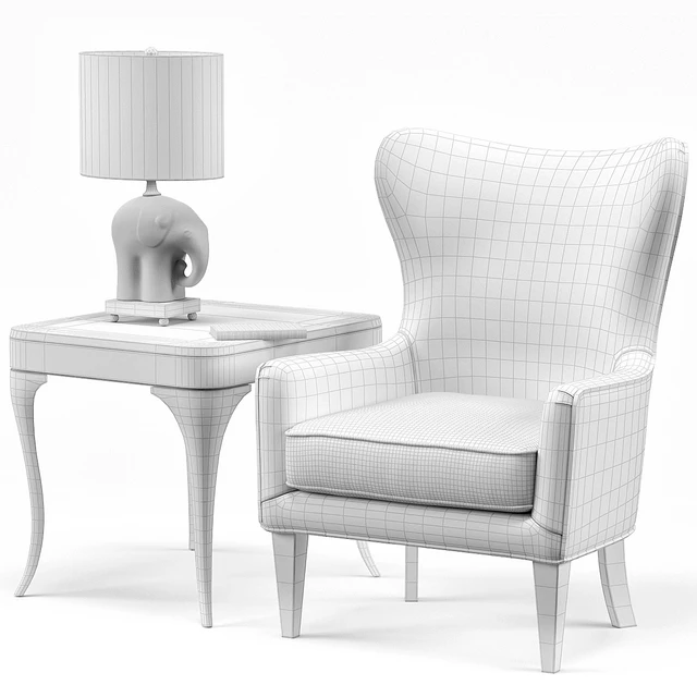 Rachael chair, Elephant Porcelain Lamp, Flirt End Table — Descargar