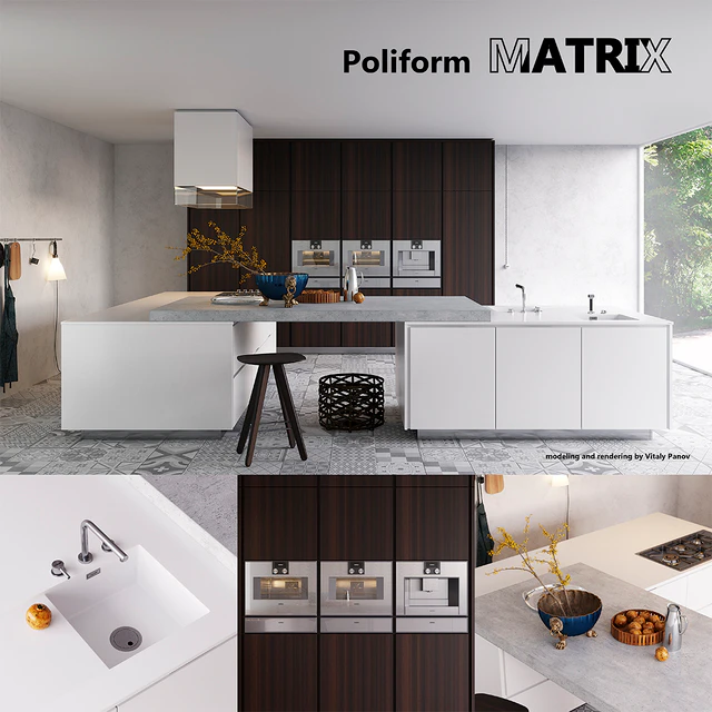 Кухня Poliform Varenna Matrix (vray GGX, corona PBR) — Скачать