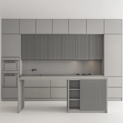 Kitchen Modern - Gray and Wood 107 — Ver 5