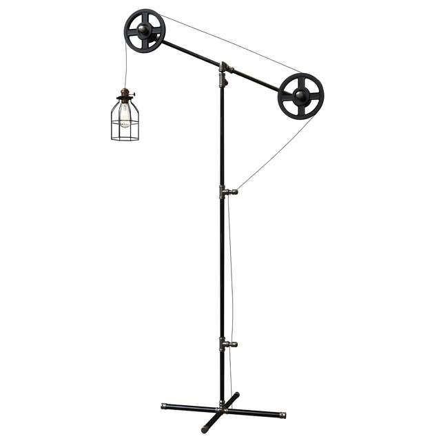 West Ninth Vintage Pulley Wheel Floor Lamp — Descargar
