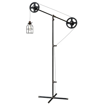 West Ninth Vintage Pulley Wheel Floor Lamp — Ver 1