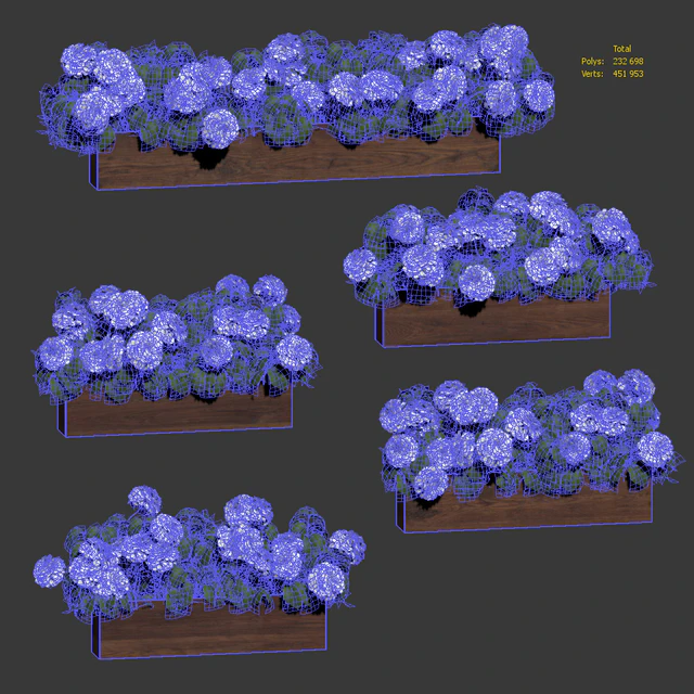 Hydrangea plant in a flowerpot for the facade. 5 models — Descargar