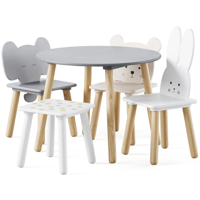 Table and Animal Kids Chair by jabadabado — Скачать