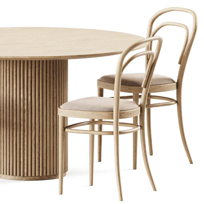Table Palais royal By asplund and Bentwood Chair 215 by Thonet — Ver 4