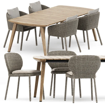 Strada armchair and side chair by Janus et Cie and Fynn Dining Outdoor table by Minotti — Ver 1