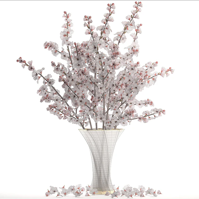 Bouquet of white flowers 24.Bouquet of cherry blossoms, sakura, branches, vase, decor, white — Descargar
