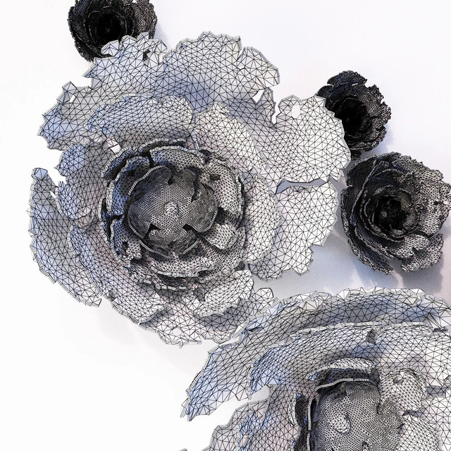 Wall decoration, ceramic peony flowers — Descargar