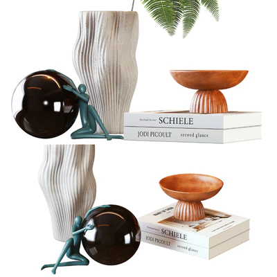Vase and Plant Decorative Set &small sculpture — Ver 4