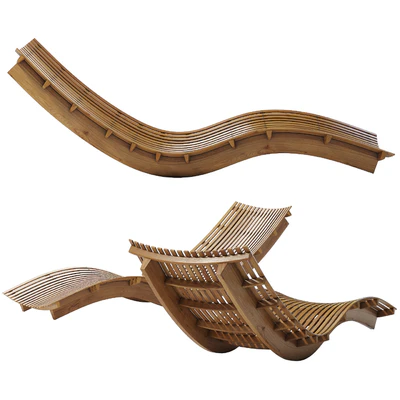 Swing teak stacking chaise longue — Ver 4