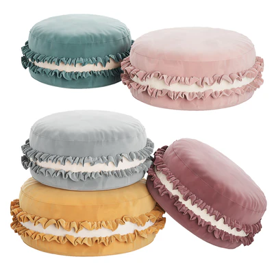 Macaron Pouf, Velour Cookie pillow — Ver 1