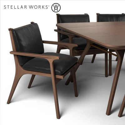 STELLAR WORKS RÉN DINING ARMCHAIR &amp; RÉN DINING TABLE — Ver 3