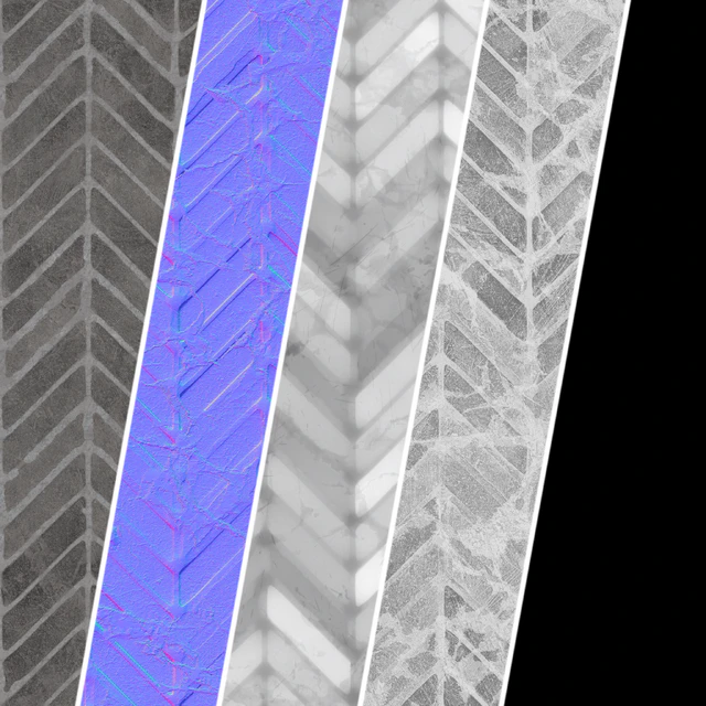Pavement Materials 46- HerringBone Stone Paving | Sbsar Pbr 4k Seamless — Descargar
