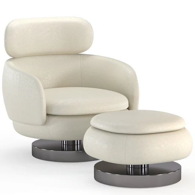 Armchair with ottoman from the Minotti factory Vivienne series — Descargar