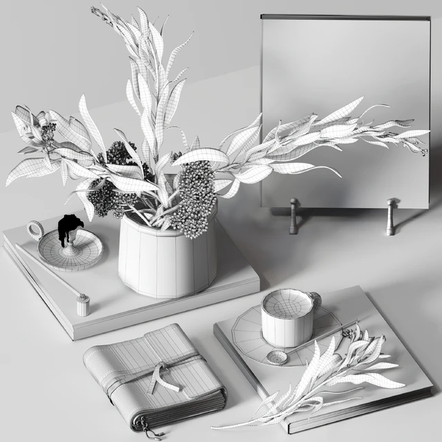 Decorative set 018 with coffee and bouquet — Descargar
