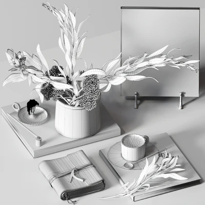 Decorative set 018 with coffee and bouquet — Ver 5