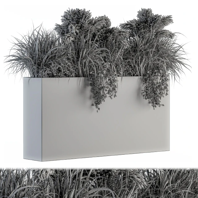 Outdoor Plants tree in Plant box - Set 124 — Скачать
