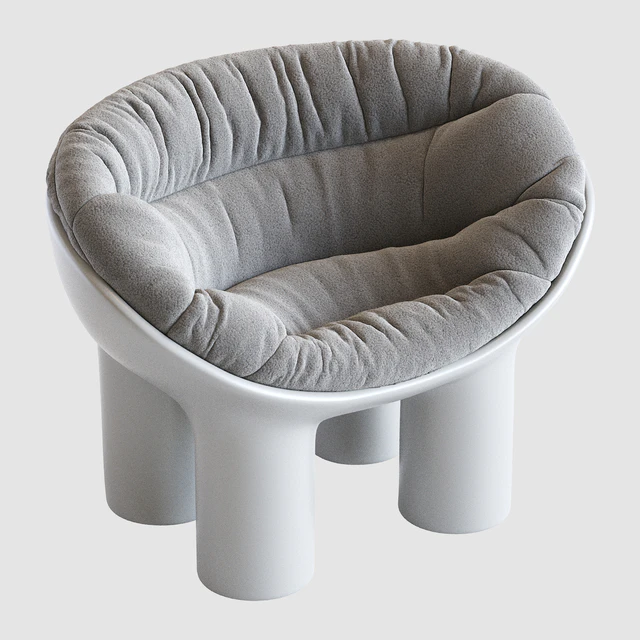 Roly Poly Polyethylene Armchair in Concrete with Cushions by Faye Toogood — Descargar