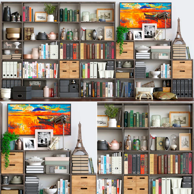 Large wardrobe with decor, accessories, figurines and vases — Descargar