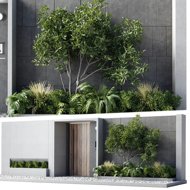 Door outdoor entrance and fence and graden 05 — Descargar