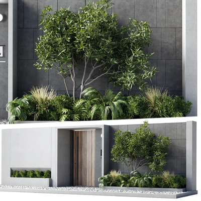 Door outdoor entrance and fence and graden 05 — Ver 1