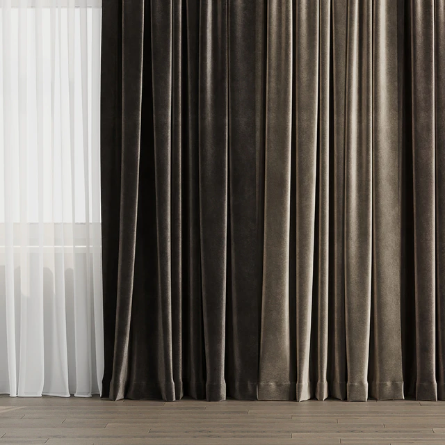 Curtain with rod 001 brown curtain HBH — Скачать