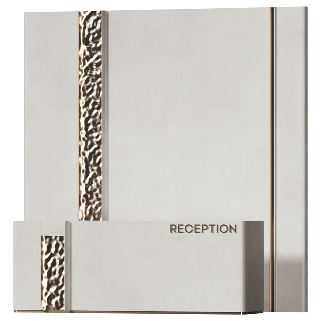 Reception desk with gold metal panels | AV 076 — Descargar