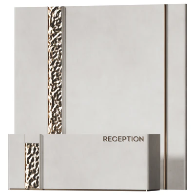 Reception desk with gold metal panels | AV 076 — Ver 1