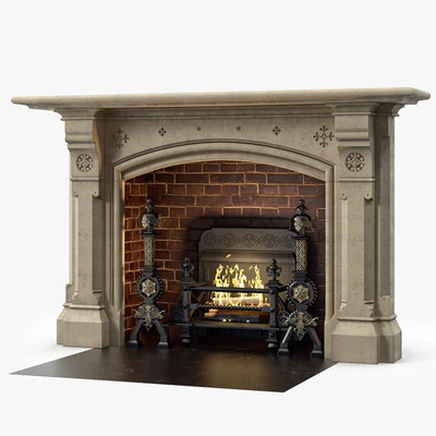 Westland London A Large Yorkstone Gothic Style Antique Fireplace Stock No 14223 — Ver 1