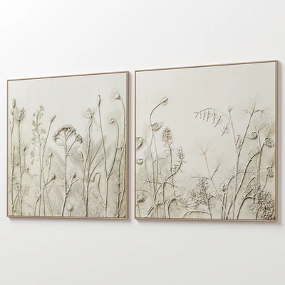 Textural Plaster Wildflowers Boho Wall Art C-507 — Ver 7