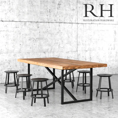Restoration Hardware dining table and stools — Вид 2