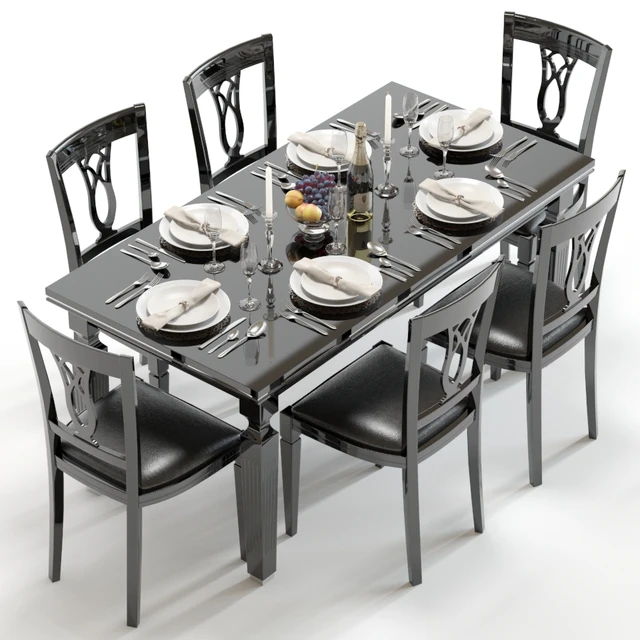 Scavolini Baccarat table and chairs Black — Descargar