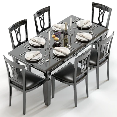 Scavolini Baccarat table and chairs Black — Ver 3