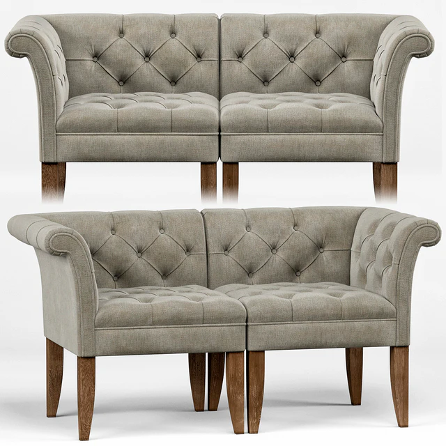 Trenton French Country Tufted Beige Linen Corner Chair — Скачать