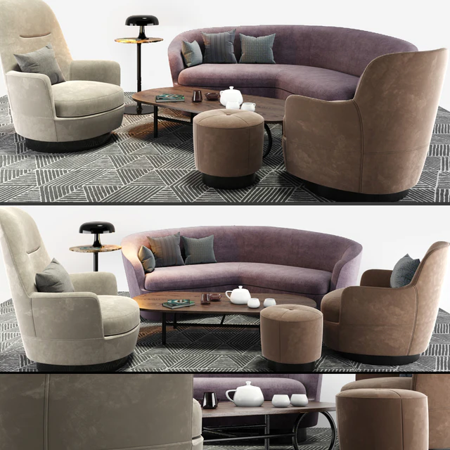 Minotti Sofa And Arm Chair Set — Скачать